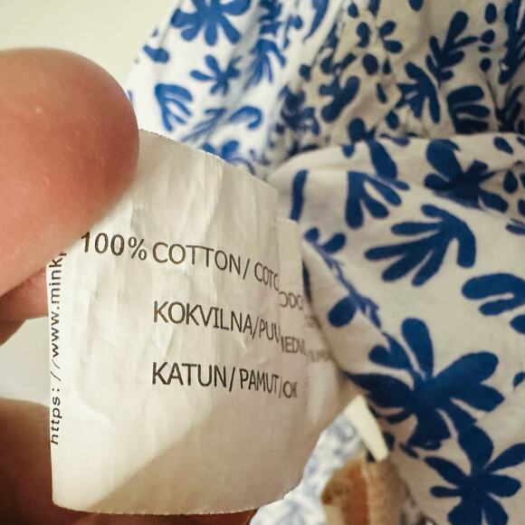 MINKPINK Blue Ithica Square Neck Cotton Print Ruffle Mini Dress Size Small - Picture 5 of 9